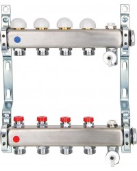 Heizkreisverteiler Edelstahl integrierte Ventile DN25(1") mit 7 Heizkreisen