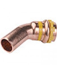 Kupfer Pressfitting Gas V-Kontur Bogen 45° I/A, �