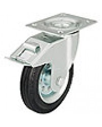 Vollgummilenkrolle m. Feststeller LE-VE 80R-FI,Tragfähigkeit 50kg, Rad-Ø 80mm,Plattengröße 100x85mm