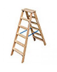 Stufen-Doppel Leiter Holz,  2x6 Stufen